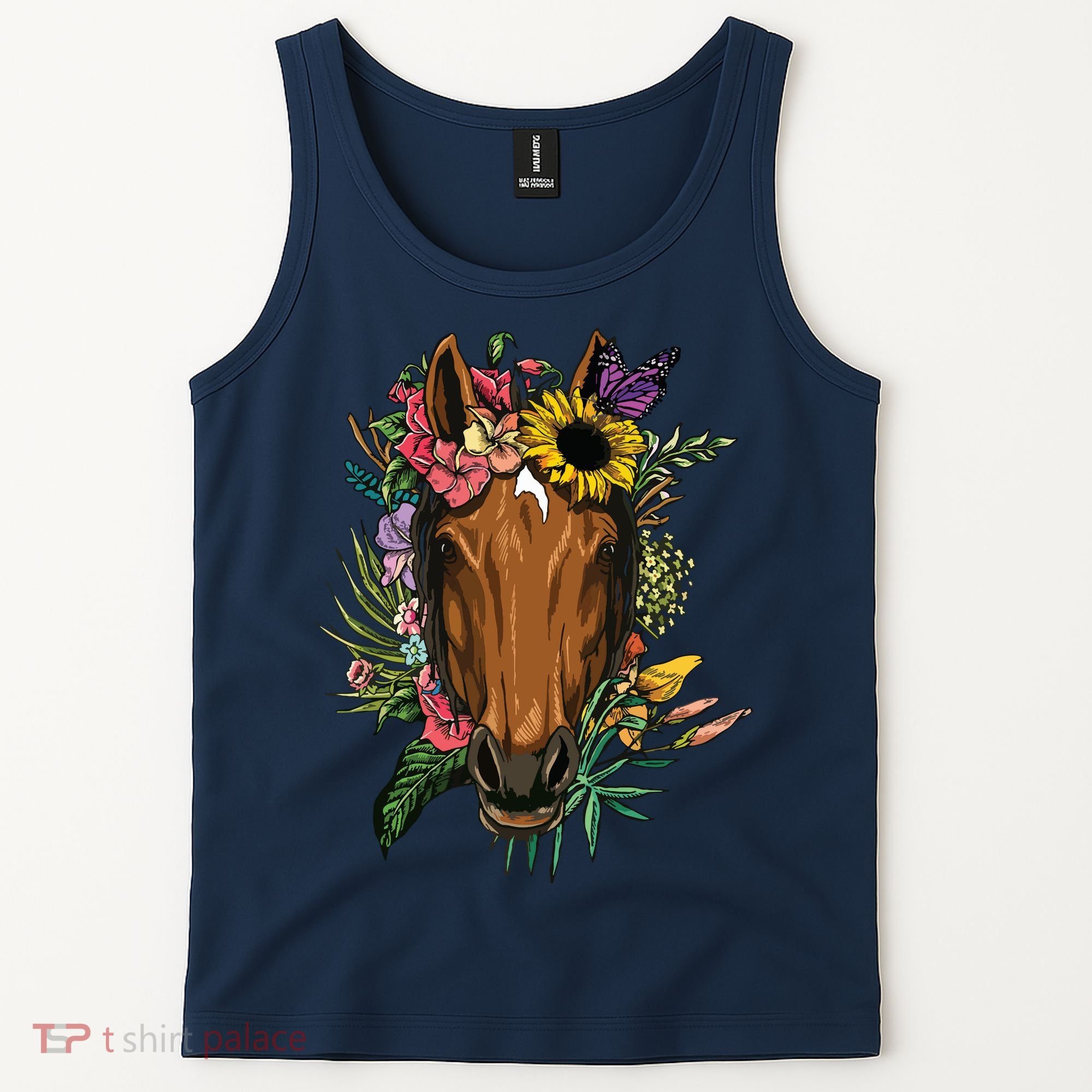 Floral Horse Spring Nature Horse Lovers For Women Men Tank Top