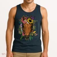 Floral Horse Spring Nature Horse Lovers For Women Men Tank Top thumb 3