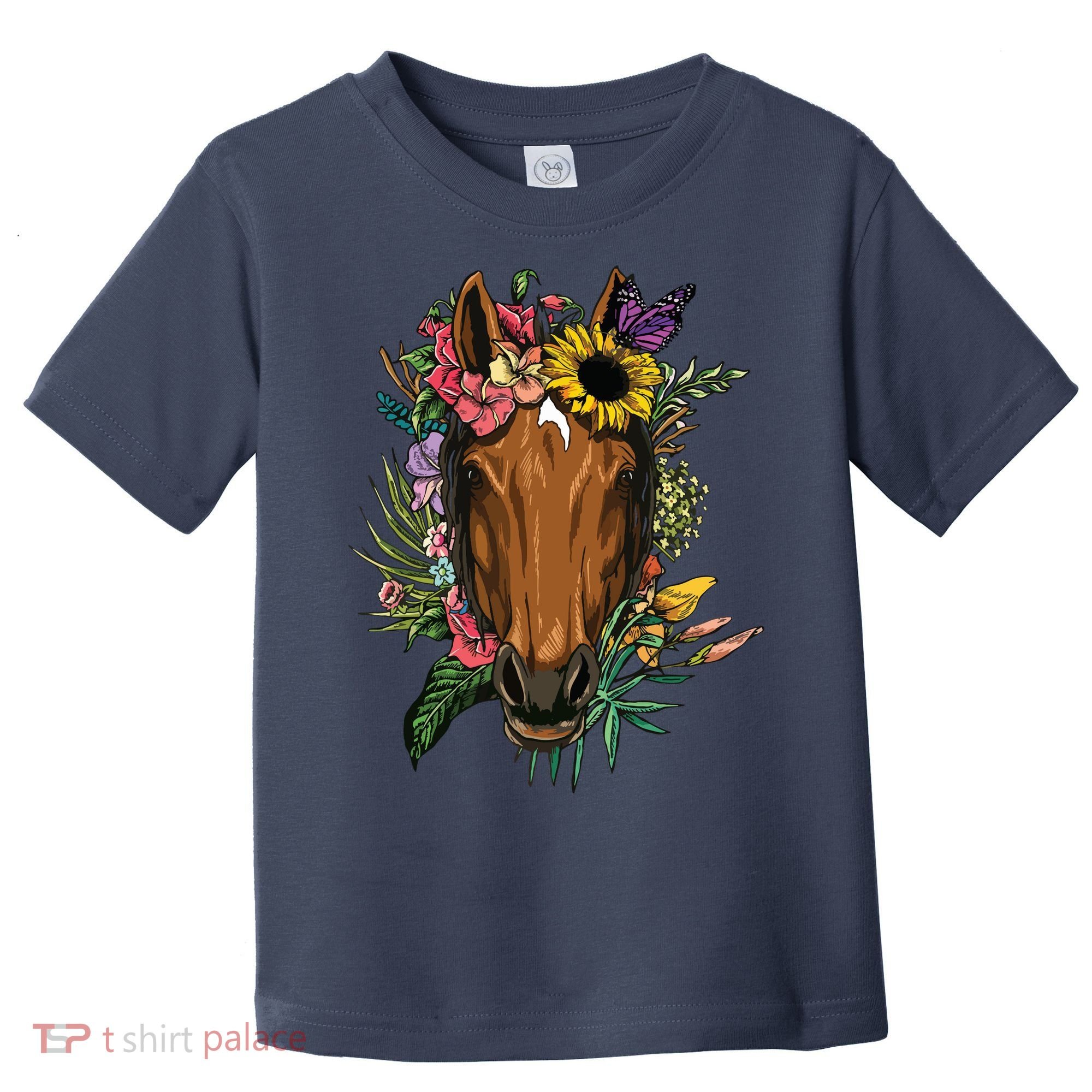 Floral Horse Spring Nature Horse Lovers For Women Men Toddler T-Shirt
