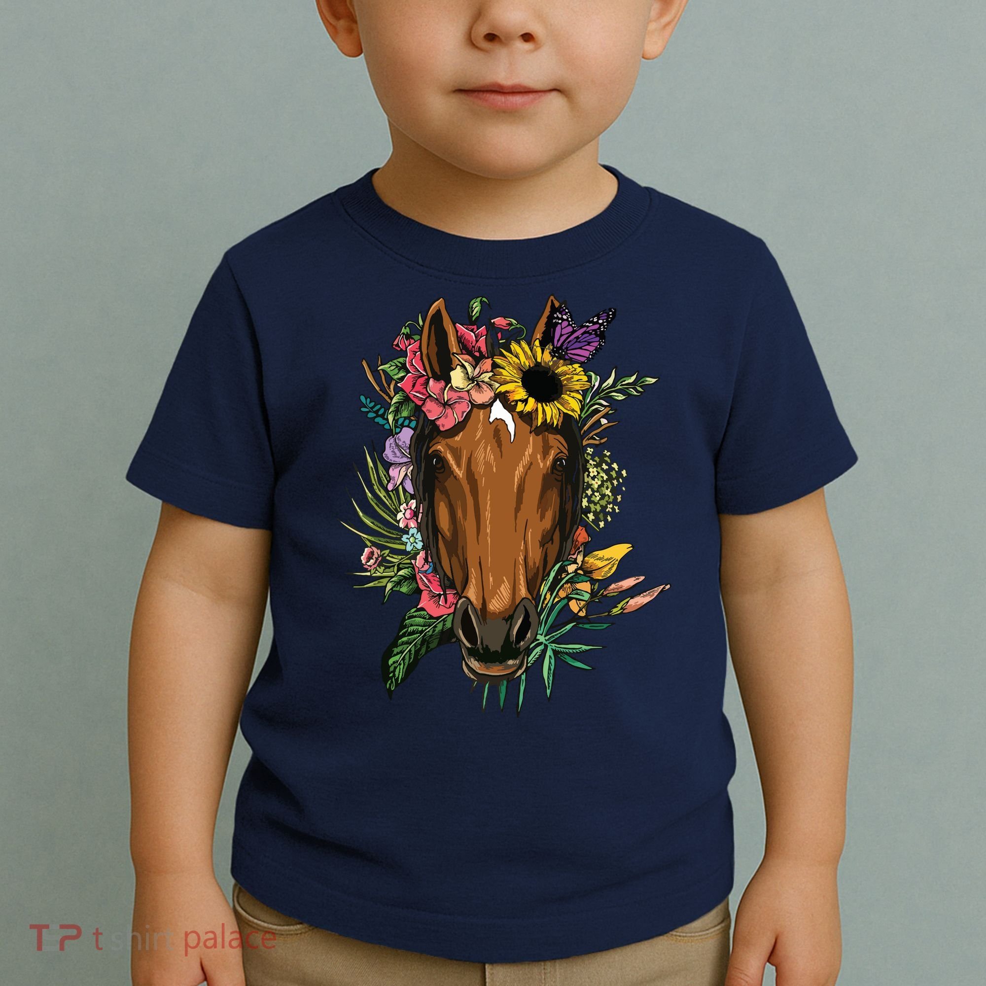 Floral Horse Spring Nature Horse Lovers For Women Men Toddler T-Shirt