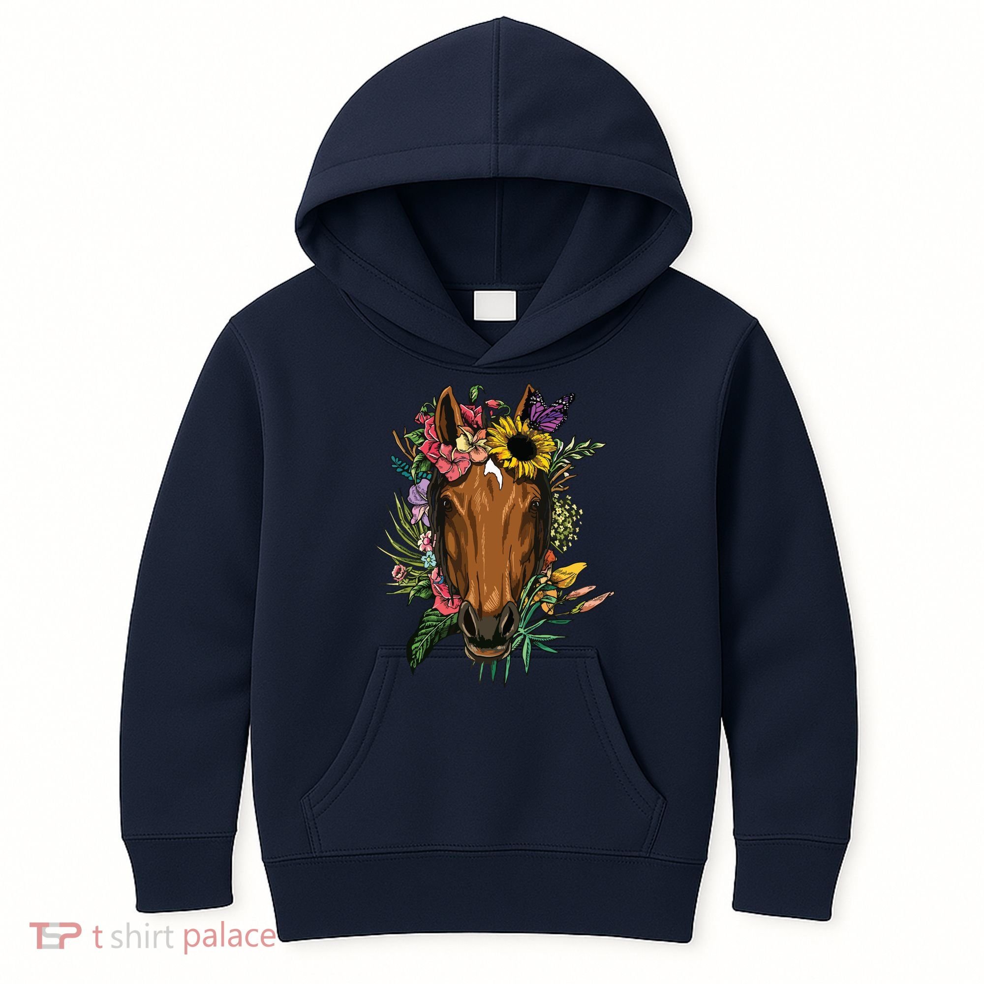 Floral Horse Spring Nature Horse Lovers For Women Men Kids Hoodie