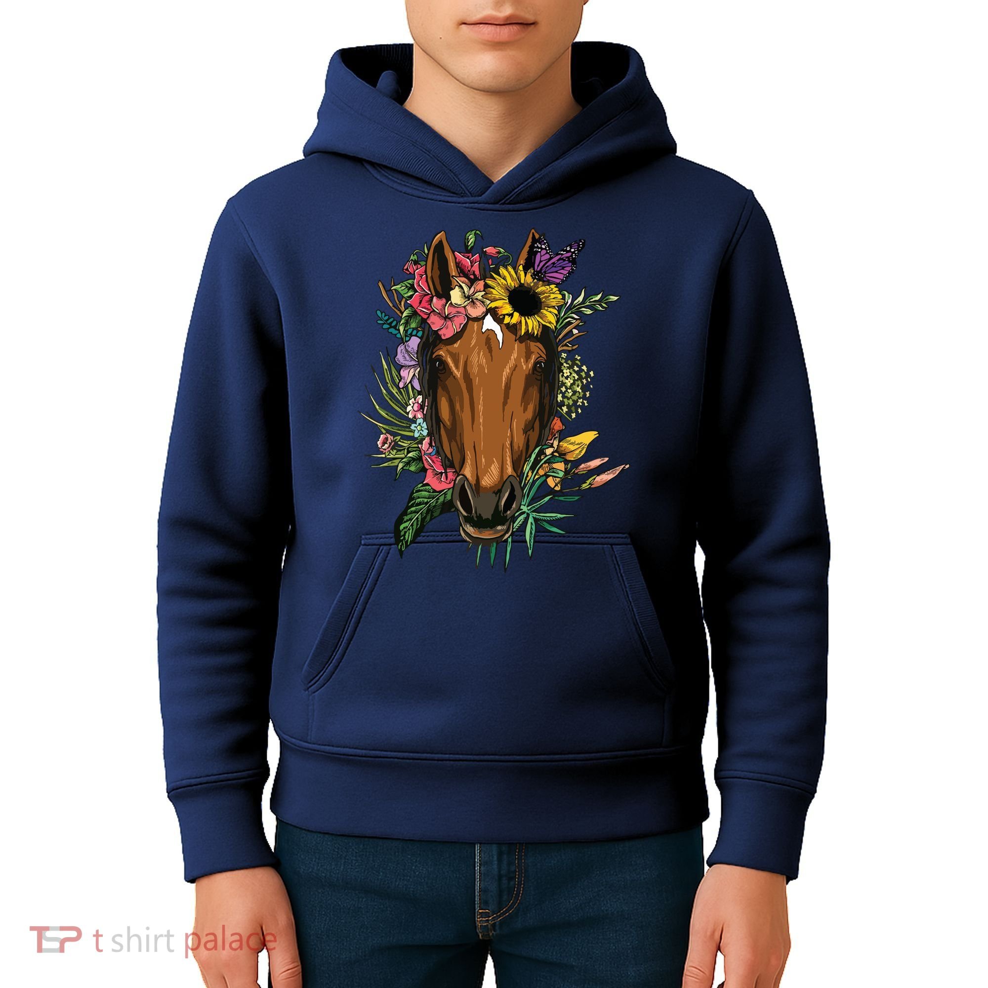 Floral Horse Spring Nature Horse Lovers For Women Men Kids Hoodie