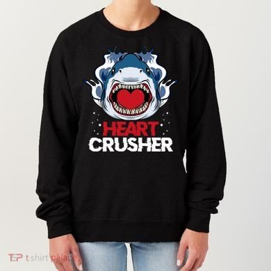 Funny Heart Shark Crusher Valentines Day Jawsome Beach Gift Women's Sweatshirt