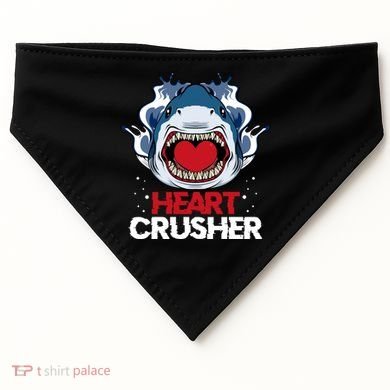 Funny Heart Shark Crusher Valentines Day Jawsome Beach Gift USA-Made Doggie Bandana