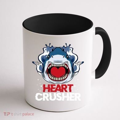 Funny Heart Shark Crusher Valentines Day Jawsome Beach Gift Coffee Mug back