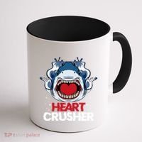 Funny Heart Shark Crusher Valentines Day Jawsome Beach Gift Coffee Mug thumb 1