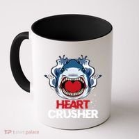 Funny Heart Shark Crusher Valentines Day Jawsome Beach Gift Coffee Mug thumb 0