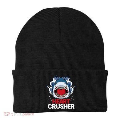 Funny Heart Shark Crusher Valentines Day Jawsome Beach Gift Beanie