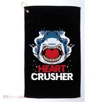 Funny Heart Shark Crusher Valentines Day Jawsome Beach Gift Golf Towel thumb 0
