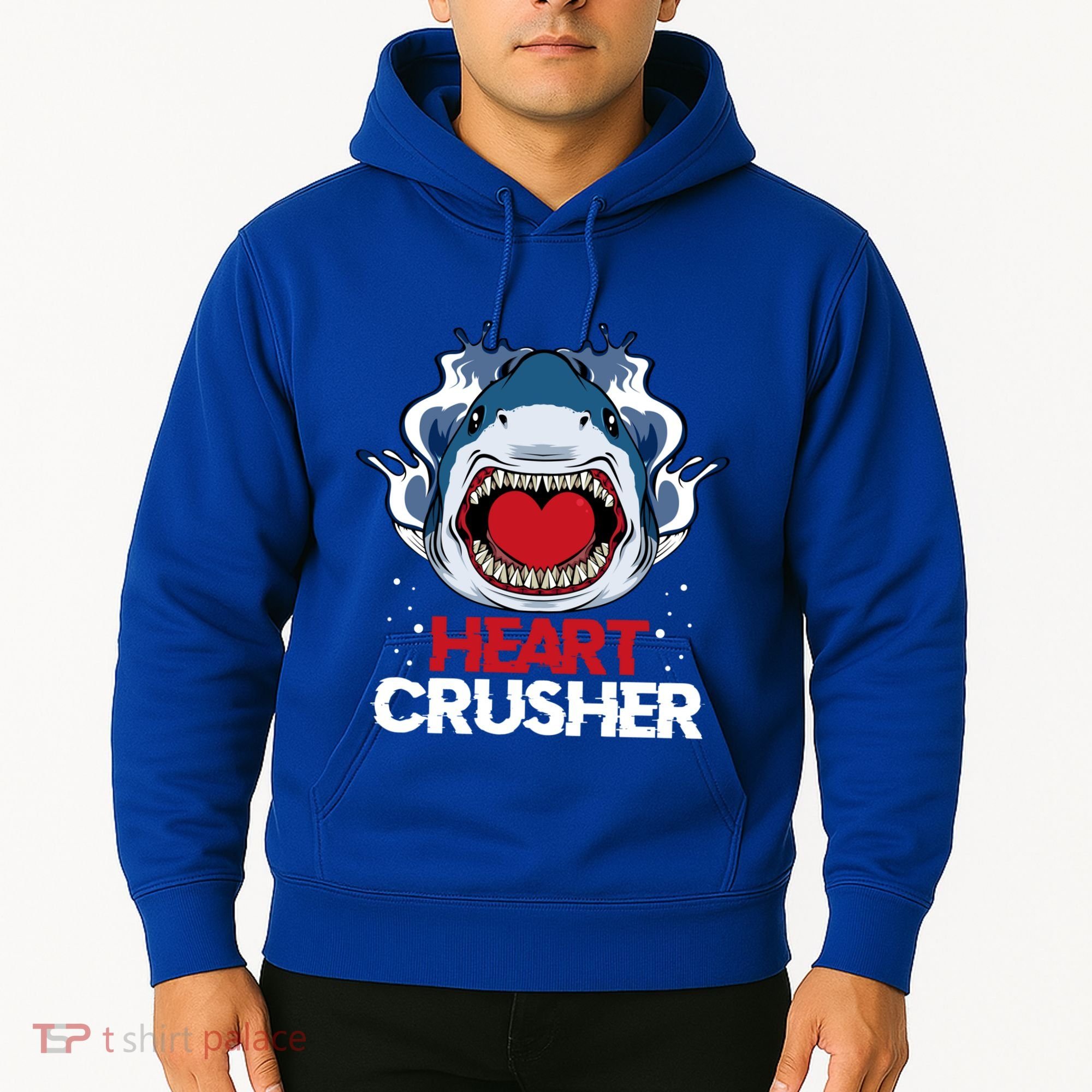 Funny Heart Shark Crusher Valentines Day Jawsome Beach Gift Hoodie