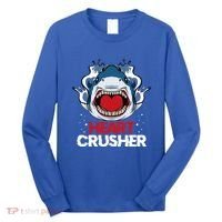 Funny Heart Shark Crusher Valentines Day Jawsome Beach Gift Long Sleeve Shirt thumb 0