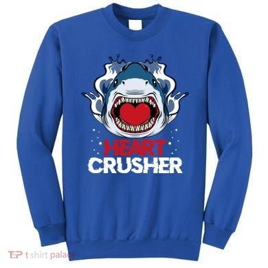 Funny Heart Shark Crusher Valentines Day Jawsome Beach Gift Sweatshirt