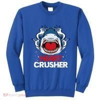 Funny Heart Shark Crusher Valentines Day Jawsome Beach Gift Sweatshirt thumb 0