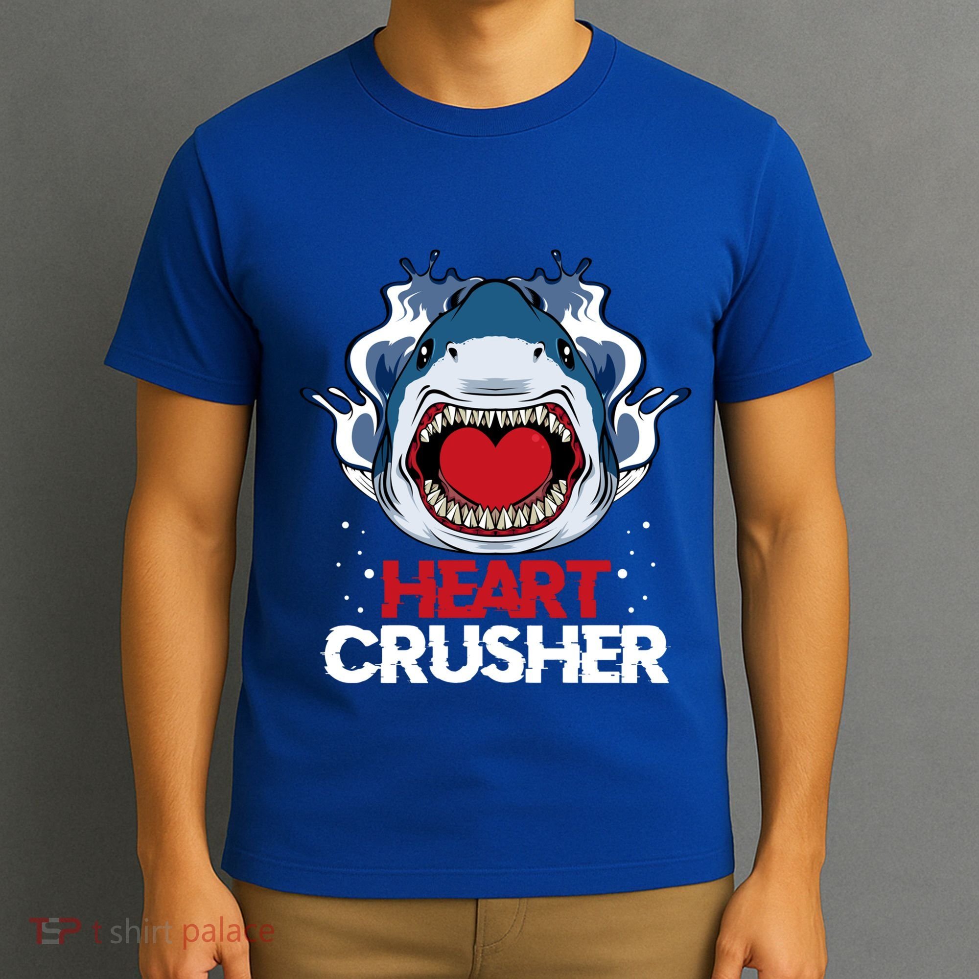 Funny Heart Shark Crusher Valentines Day Jawsome Beach Gift T-Shirt