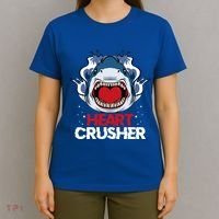 Funny Heart Shark Crusher Valentines Day Jawsome Beach Gift T-Shirt thumb 4