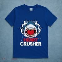 Funny Heart Shark Crusher Valentines Day Jawsome Beach Gift T-Shirt thumb 5