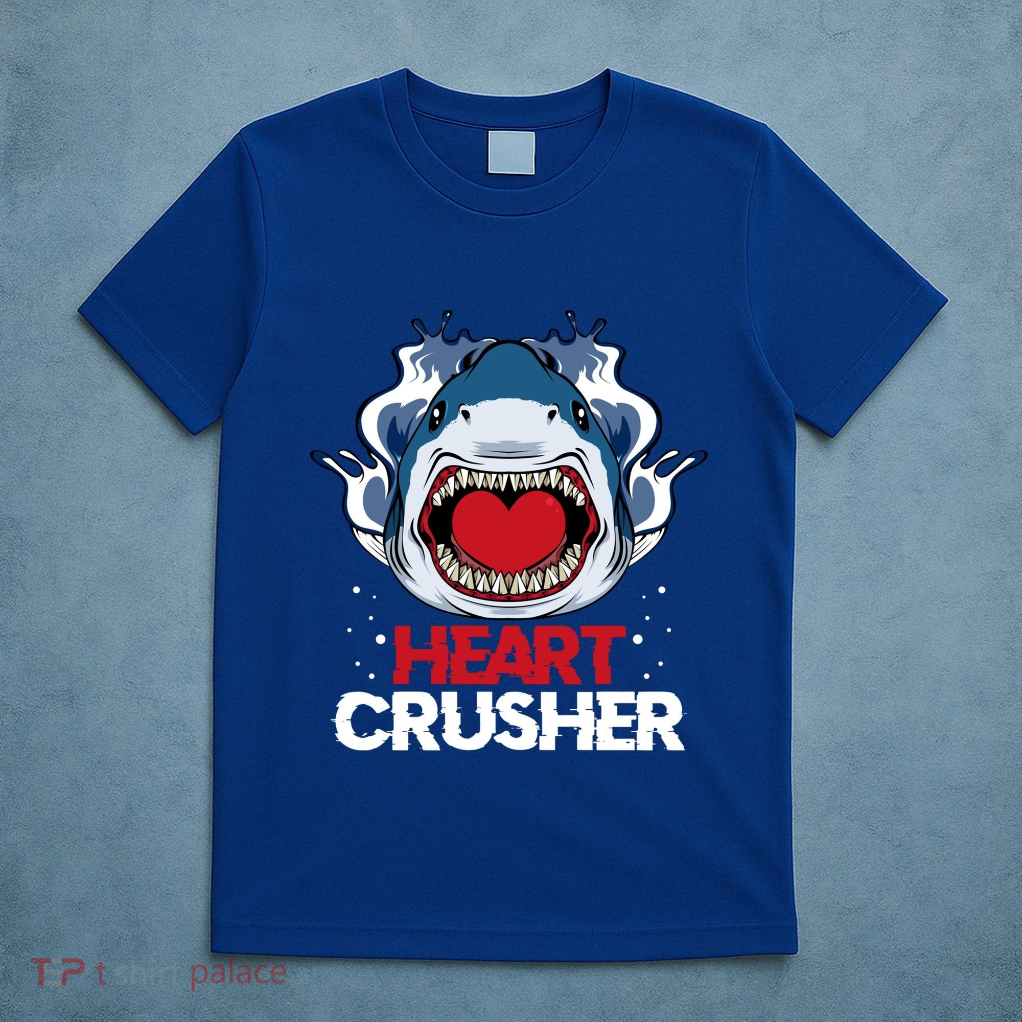 Funny Heart Shark Crusher Valentines Day Jawsome Beach Gift T-Shirt