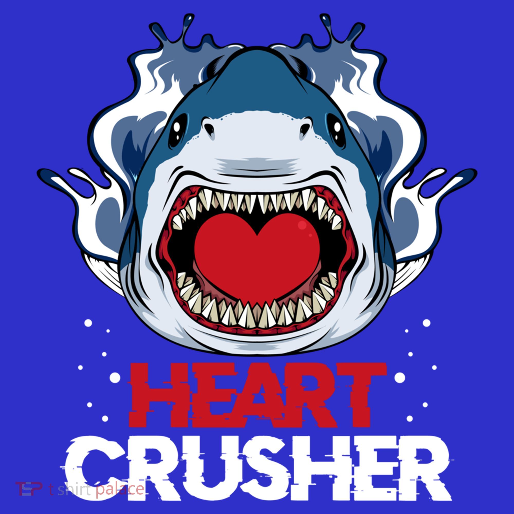 Funny Heart Shark Crusher Valentines Day Jawsome Beach Gift T-Shirt