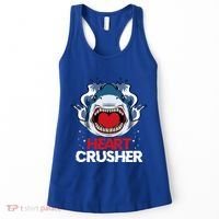 Funny Heart Shark Crusher Valentines Day Jawsome Beach Gift Women's Tank Top thumb 0