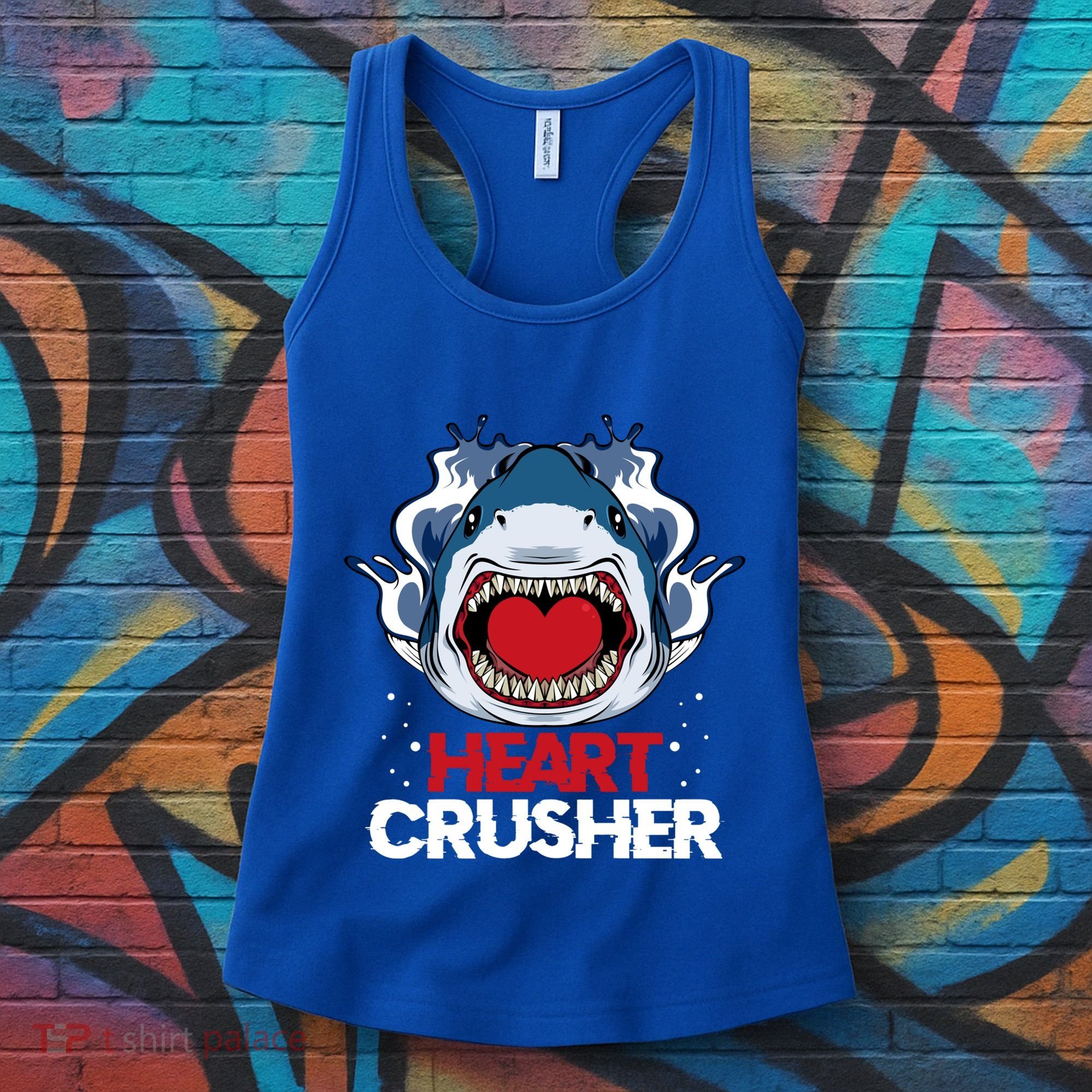 Funny Heart Shark Crusher Valentines Day Jawsome Beach Gift Women's Tank Top