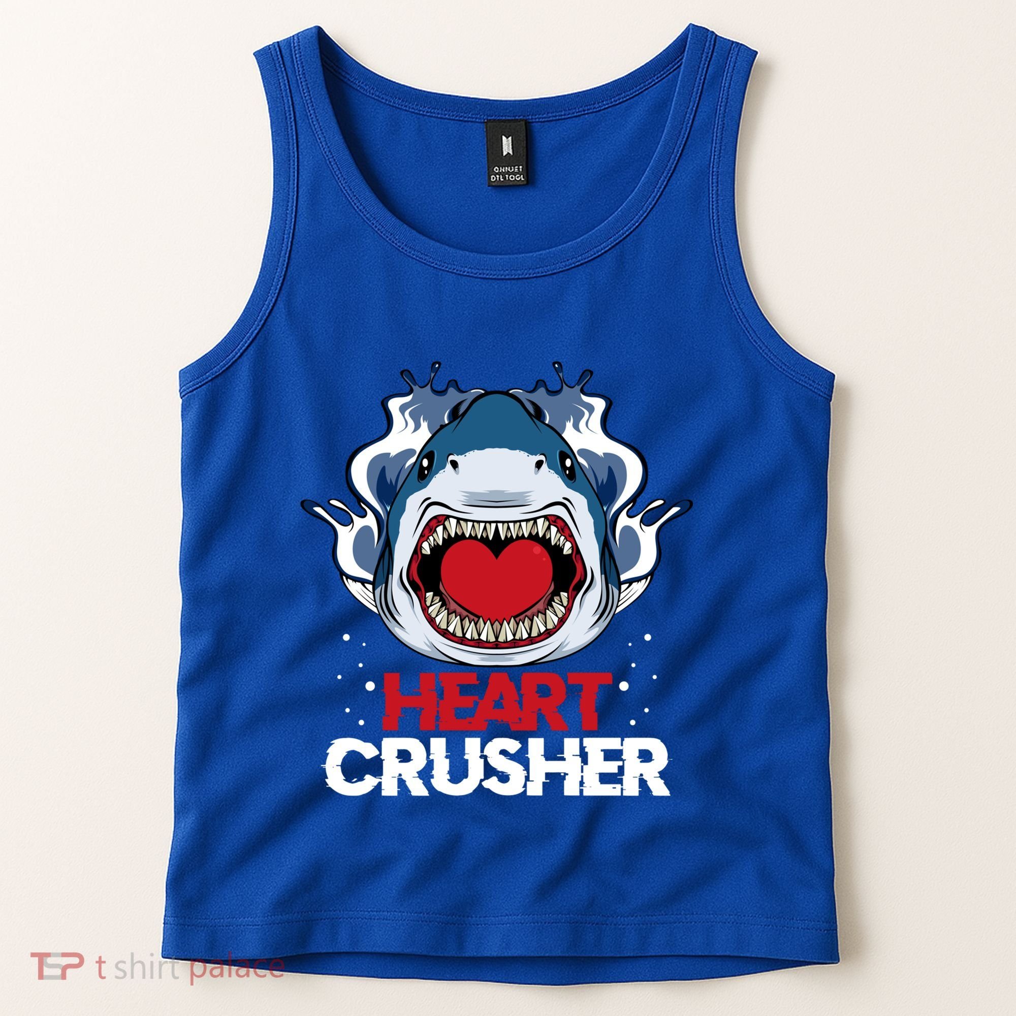 Funny Heart Shark Crusher Valentines Day Jawsome Beach Gift Tank Top