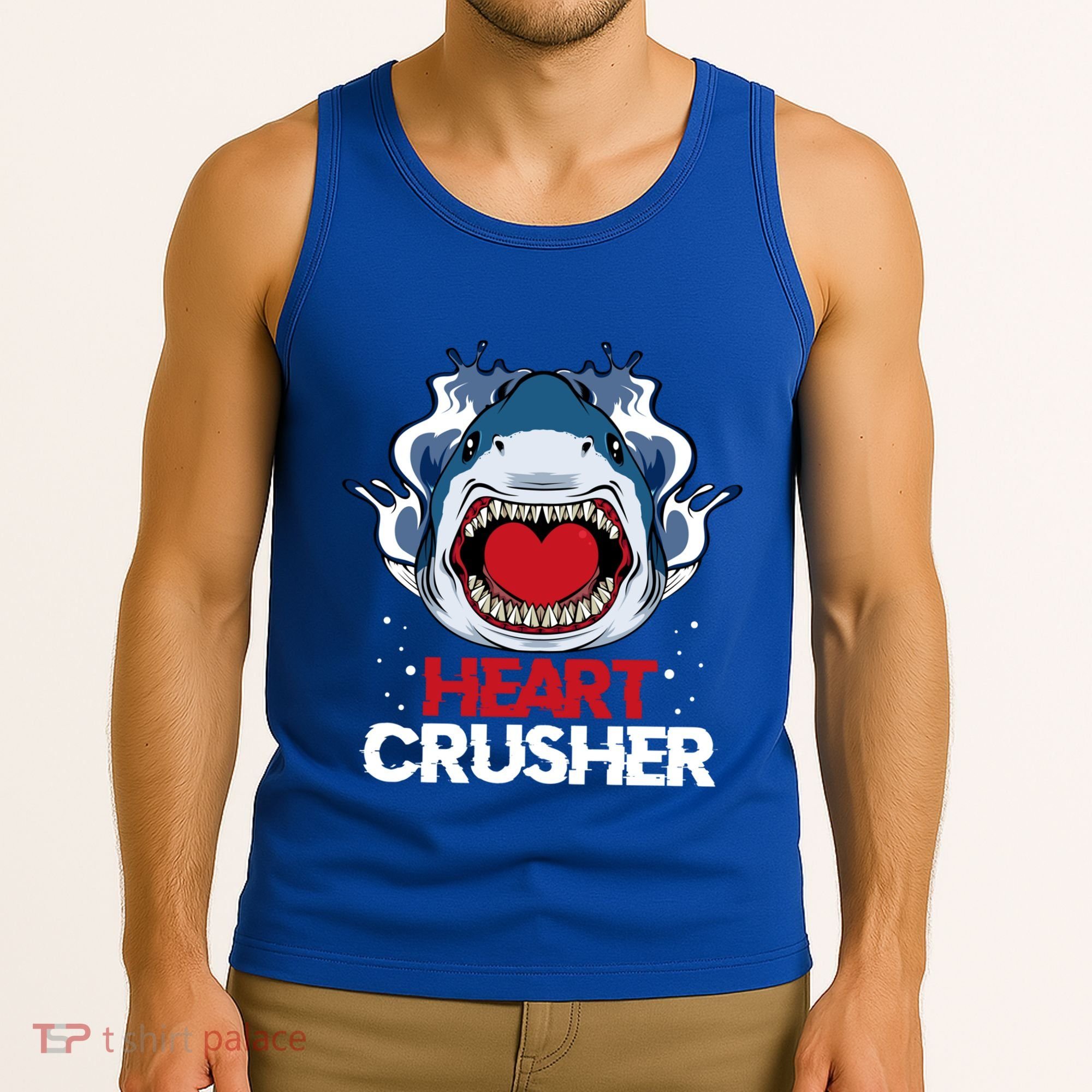 Funny Heart Shark Crusher Valentines Day Jawsome Beach Gift Tank Top