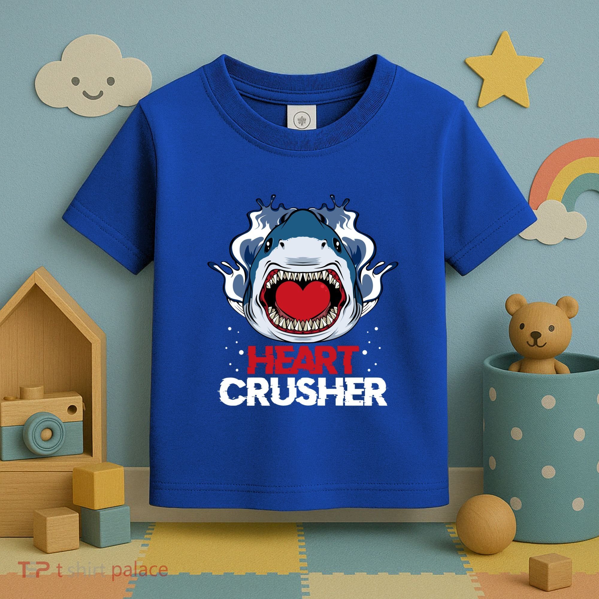 Funny Heart Shark Crusher Valentines Day Jawsome Beach Gift Toddler T-Shirt