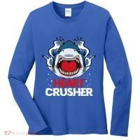 Funny Heart Shark Crusher Valentines Day Jawsome Beach Gift Women's Long Sleeve Shirt thumb 0