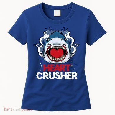Funny Heart Shark Crusher Valentines Day Jawsome Beach Gift Women's T-Shirt