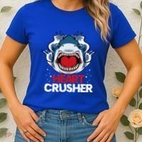 Funny Heart Shark Crusher Valentines Day Jawsome Beach Gift Women's T-Shirt thumb 2