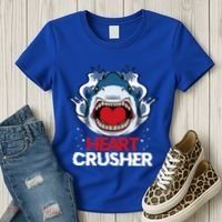 Funny Heart Shark Crusher Valentines Day Jawsome Beach Gift Women's T-Shirt thumb 3
