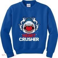 Funny Heart Shark Crusher Valentines Day Jawsome Beach Gift Kids Sweatshirt thumb 0