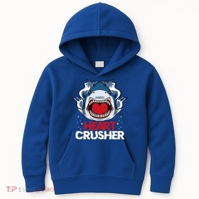 Funny Heart Shark Crusher Valentines Day Jawsome Beach Gift Kids Hoodie
