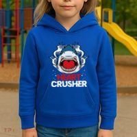 Funny Heart Shark Crusher Valentines Day Jawsome Beach Gift Kids Hoodie thumb 3