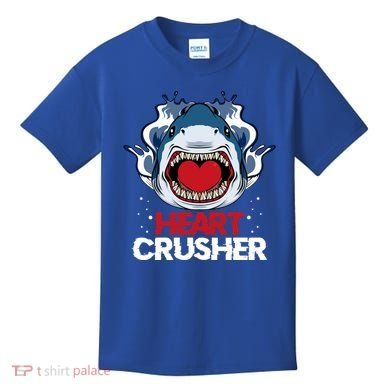 Funny Heart Shark Crusher Valentines Day Jawsome Beach Gift Kids T-Shirt