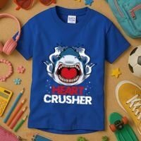Funny Heart Shark Crusher Valentines Day Jawsome Beach Gift Kids T-Shirt thumb 3