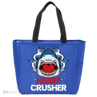 Funny Heart Shark Crusher Valentines Day Jawsome Beach Gift Tote Bag