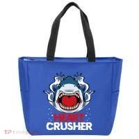 Funny Heart Shark Crusher Valentines Day Jawsome Beach Gift Tote Bag thumb 0