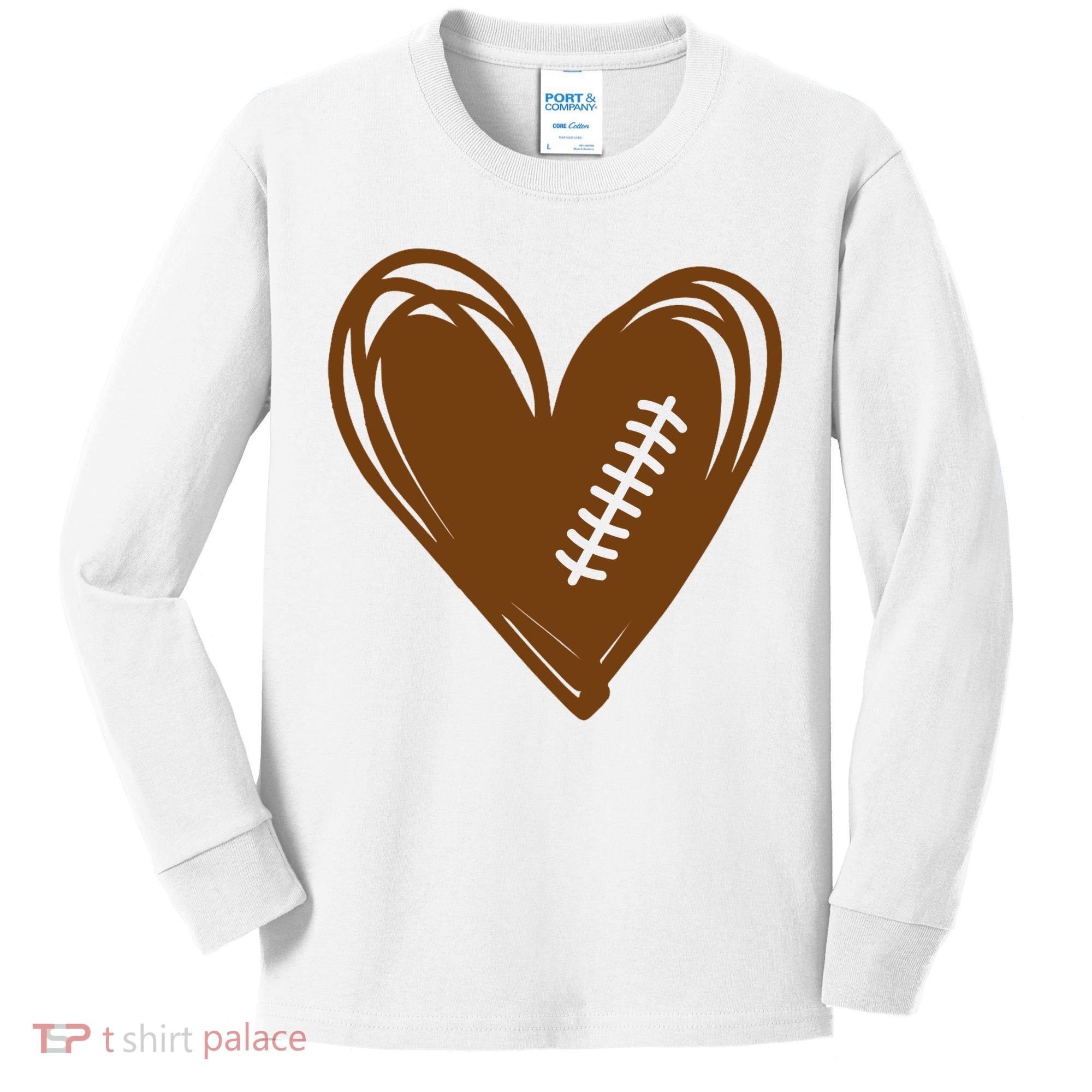 Football Heart Sport Lover Kids Long Sleeve Shirt