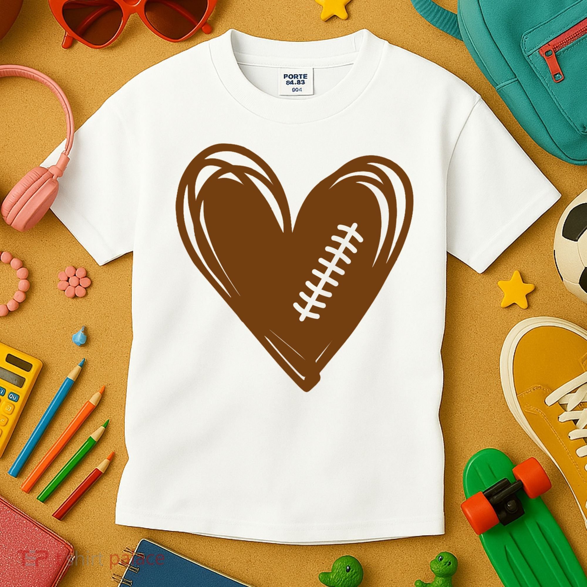 Football Heart Sport Lover Kids T-Shirt