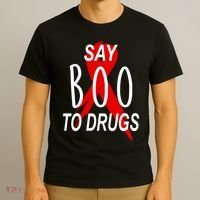 Funny Halloween Say Boo To Drugs Awareness Red Ribbon T-Shirt thumb 3
