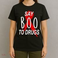 Funny Halloween Say Boo To Drugs Awareness Red Ribbon T-Shirt thumb 4