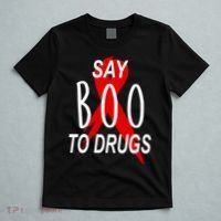 Funny Halloween Say Boo To Drugs Awareness Red Ribbon T-Shirt thumb 5