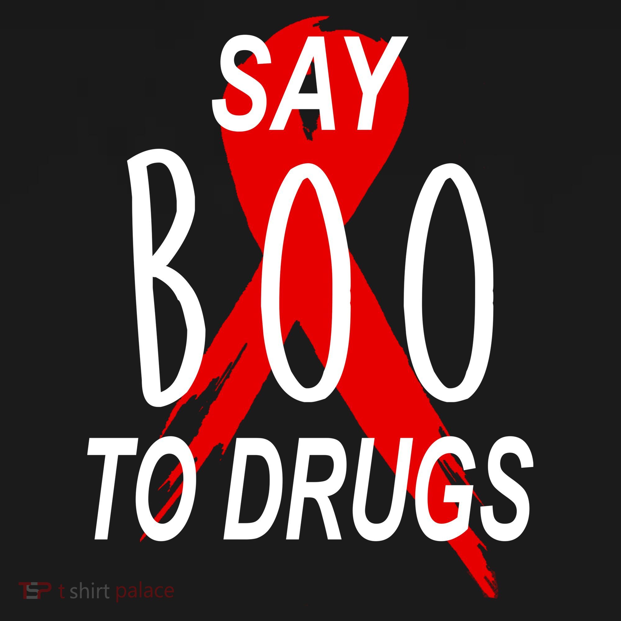 Funny Halloween Say Boo To Drugs Awareness Red Ribbon T-Shirt