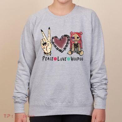 Funny Halloween Shirts, Peace Love Voodoo Women's Sweatshirt