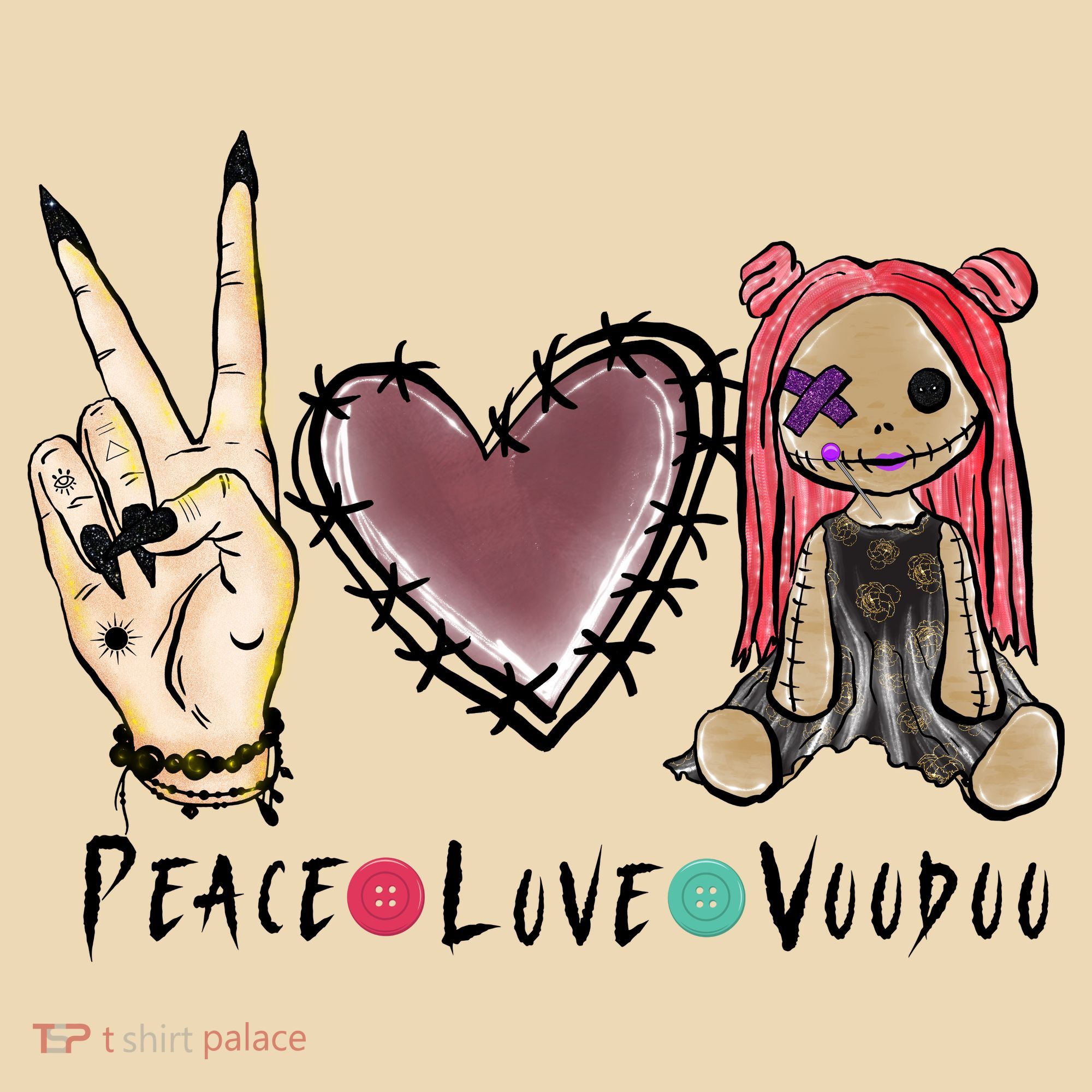 Funny Halloween Shirts, Peace Love Voodoo Tote Bag