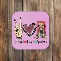 Funny Halloween Shirts, Peace Love Voodoo Coaster thumb 0