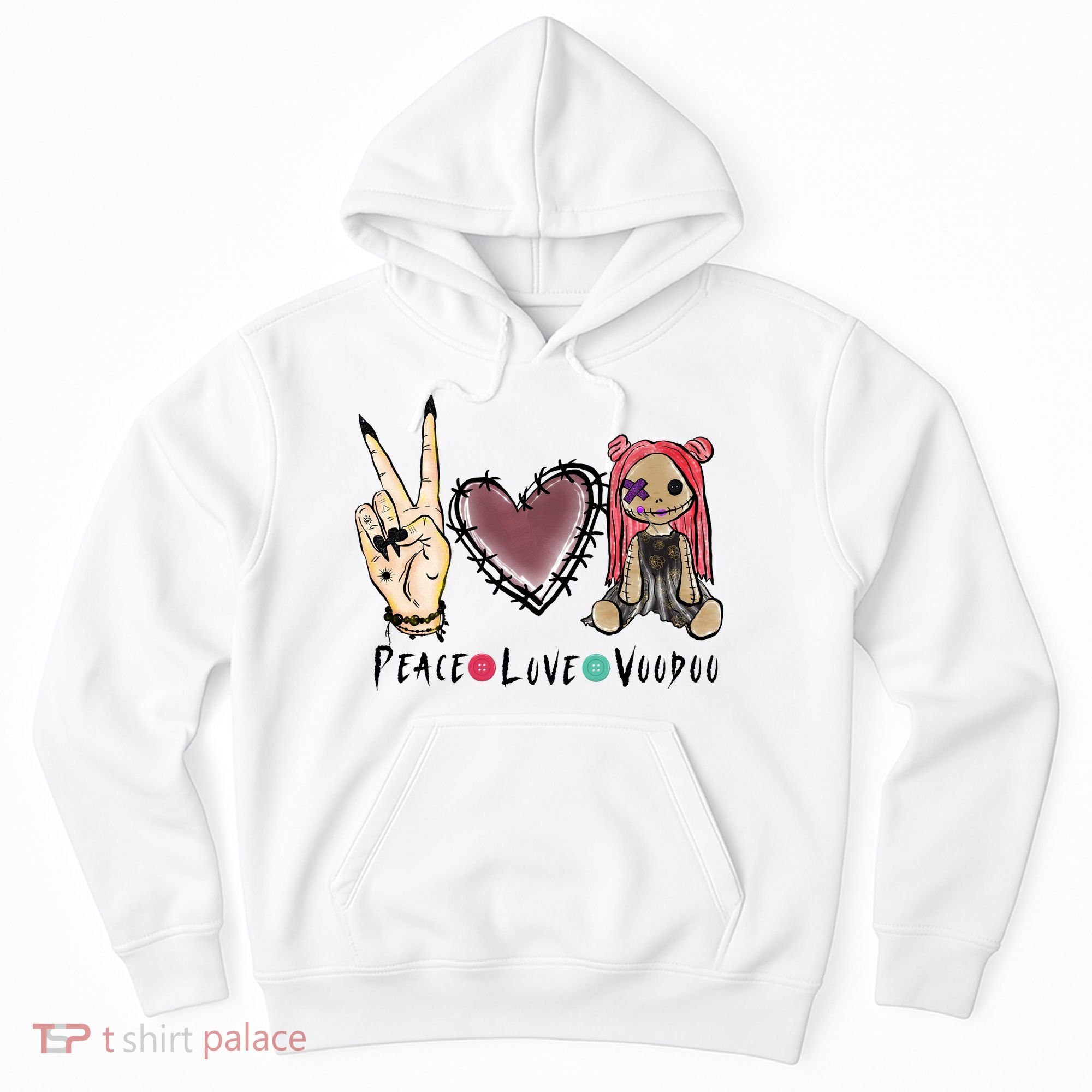 Funny Halloween Shirts, Peace Love Voodoo Hoodie
