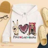 Funny Halloween Shirts, Peace Love Voodoo Hoodie thumb 4