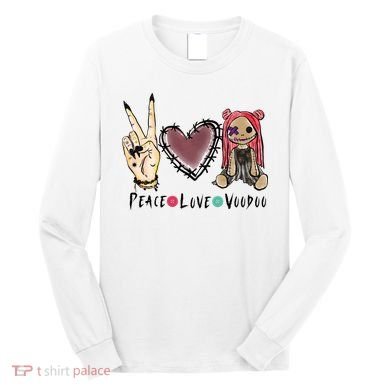 Funny Halloween Shirts, Peace Love Voodoo Long Sleeve Shirt